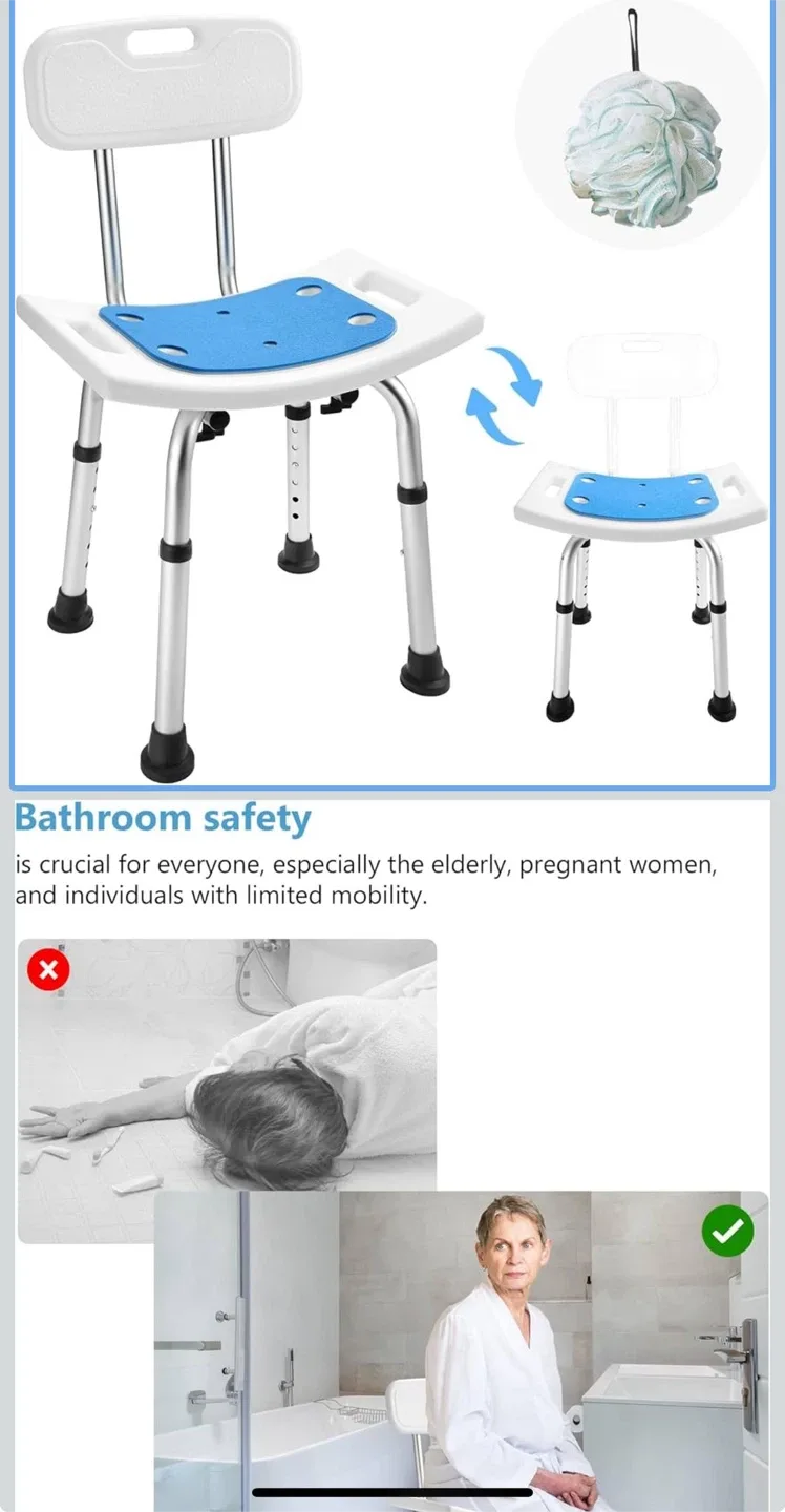 Adjustable Shower Chair with Back Support thumbnail