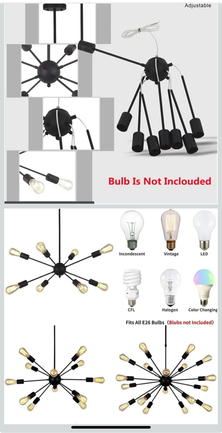 Black Sputnik Chandelier - Modern Style - photo 3