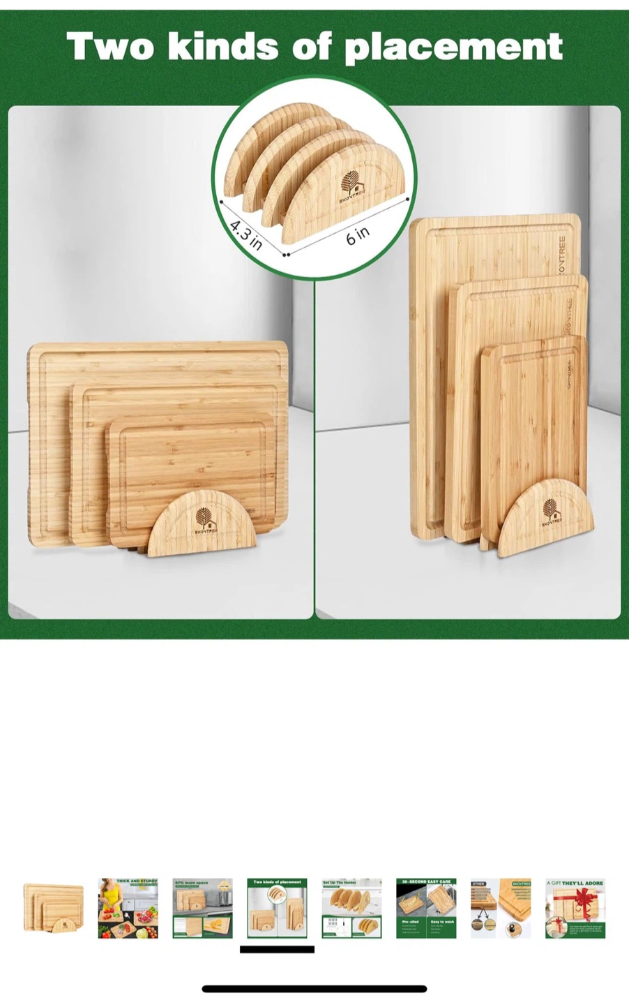 Skontree Bamboo Cutting Board Set with Stand - photo 4