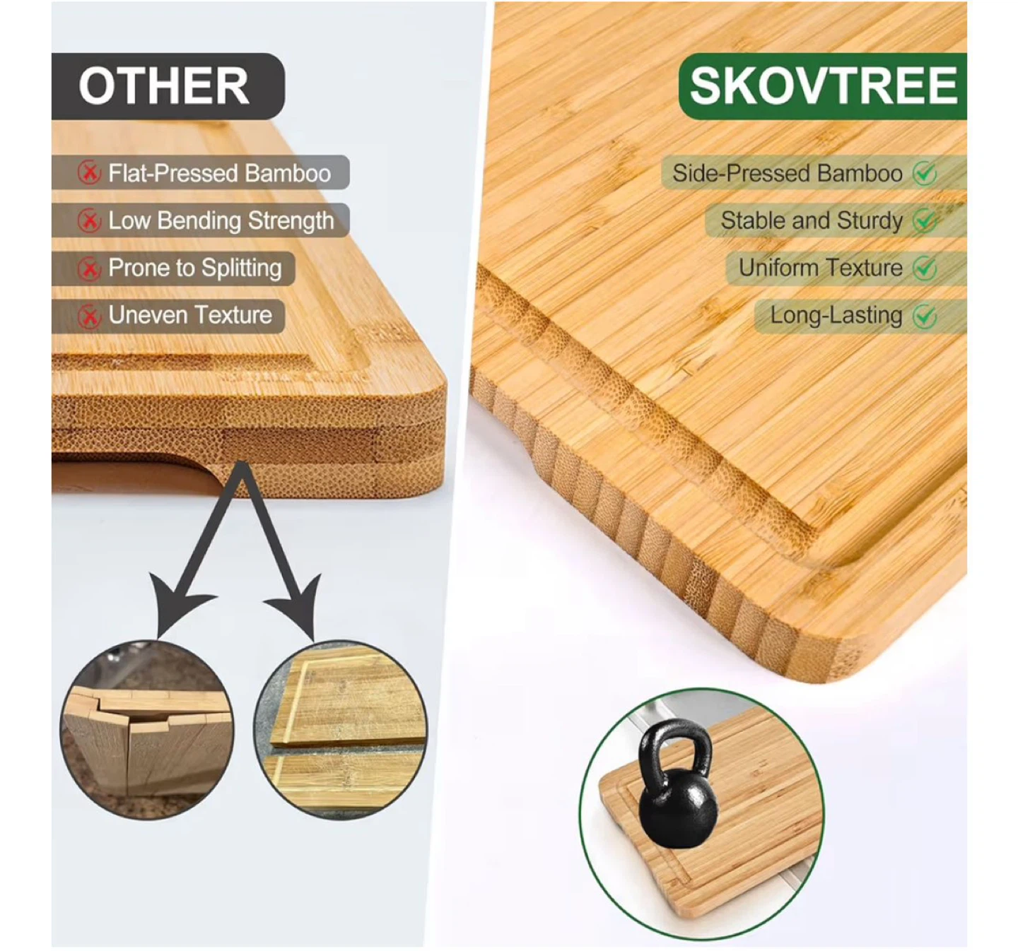 Skontree Bamboo Cutting Board Set with Stand - photo 2