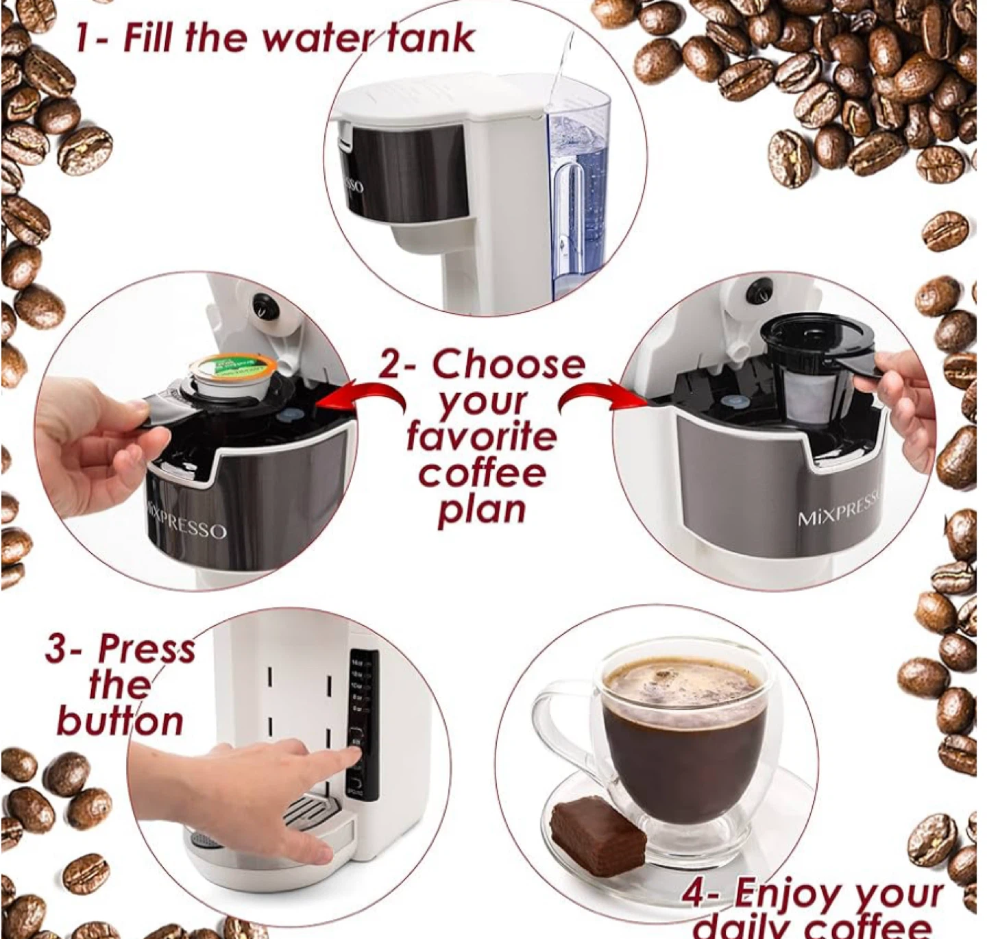 Mixpresso White Single Serve Coffee Brewer - photo 4
