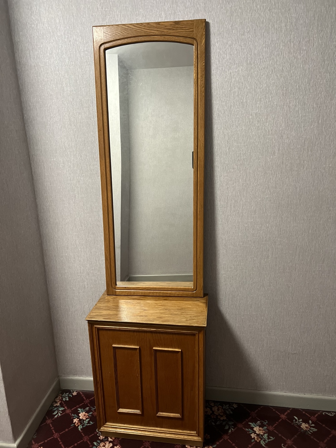 Antique Wooden Hallway Mirror with Storage Cabinet