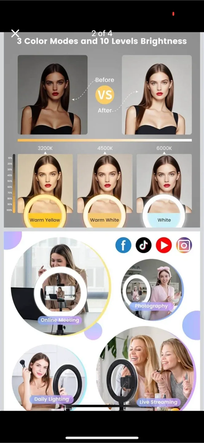 LED Ring Light with Tripod Stand image indicator(3)