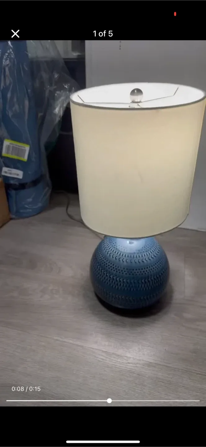 Blue Table Lamp with White Shade thumbnail