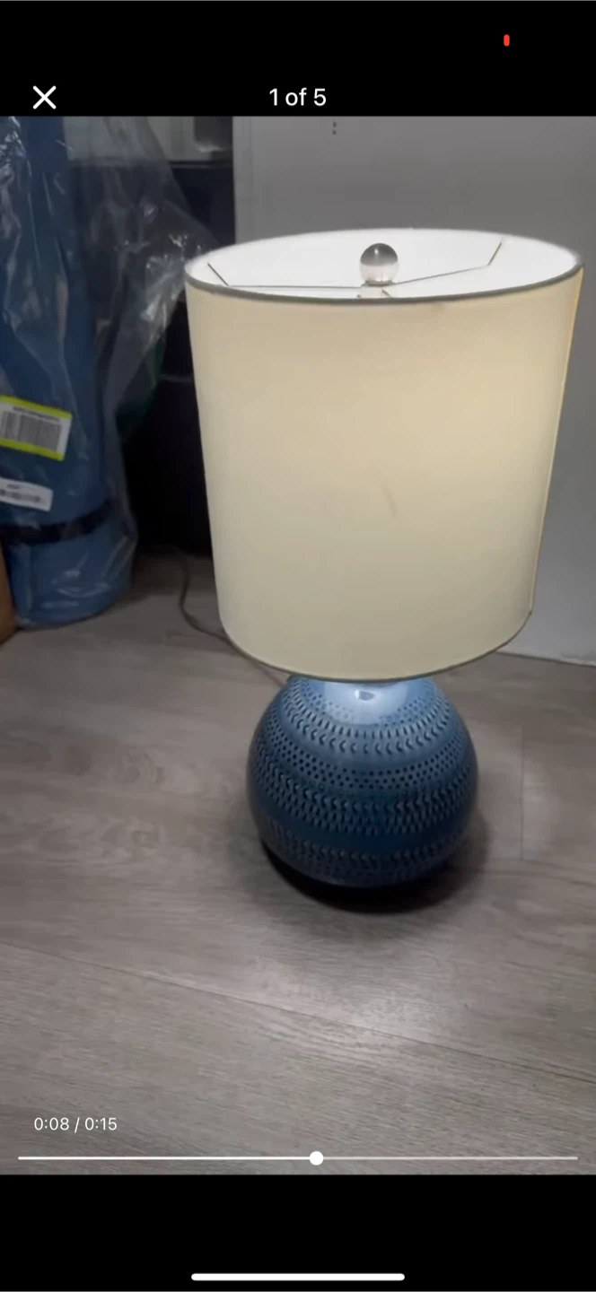 Blue Table Lamp with White Shade - photo 2