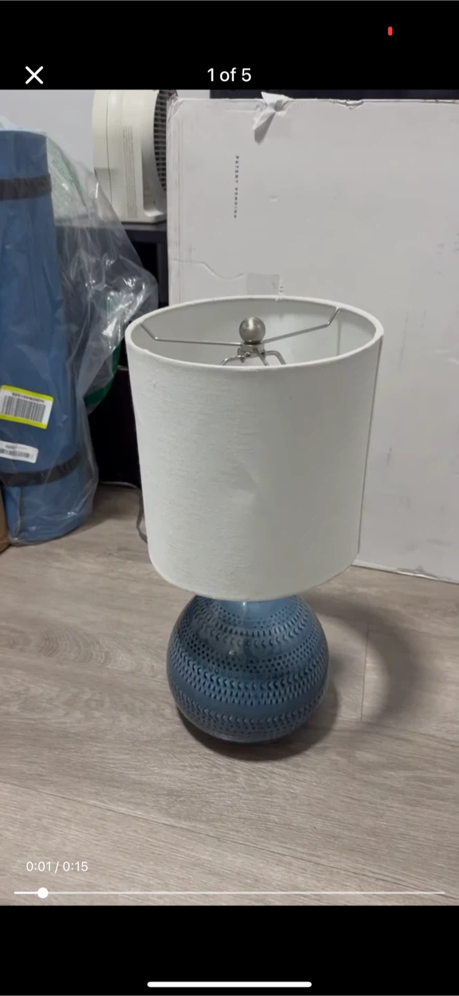 Blue Table Lamp with White Shade - photo 3