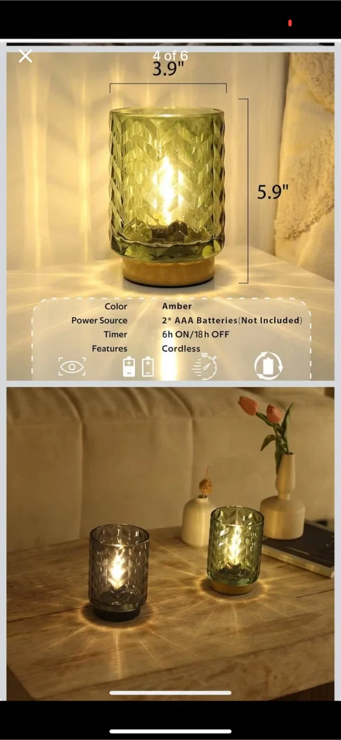 Amber Glass Cordless Table Lamp image indicator(3)