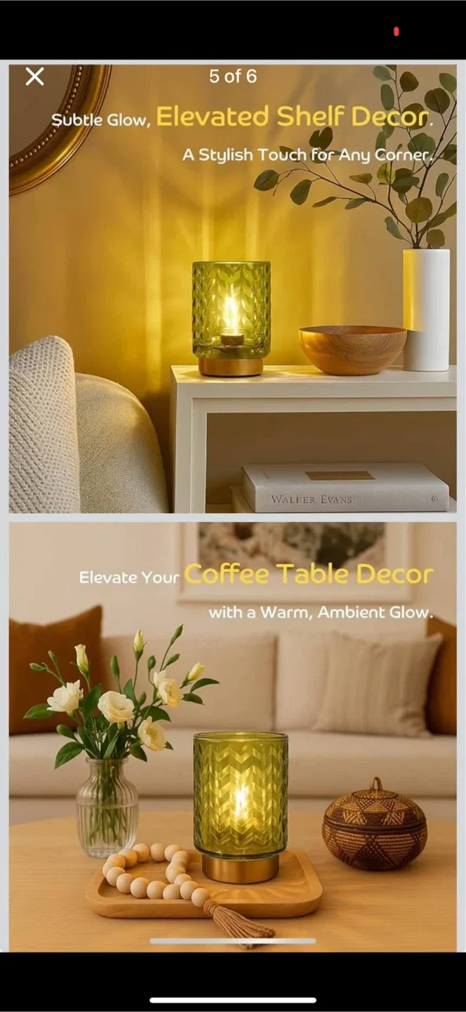 Amber Glass Cordless Table Lamp image indicator(2)