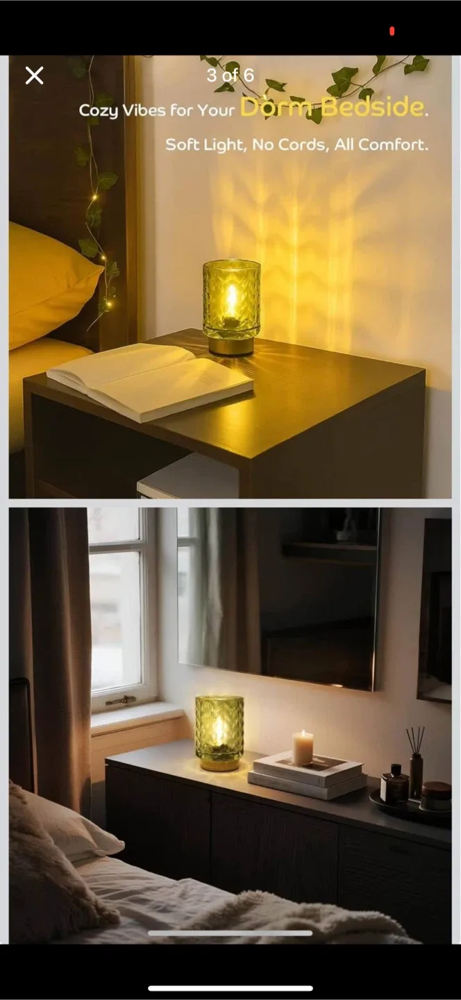 Amber Glass Cordless Table Lamp image indicator(4)