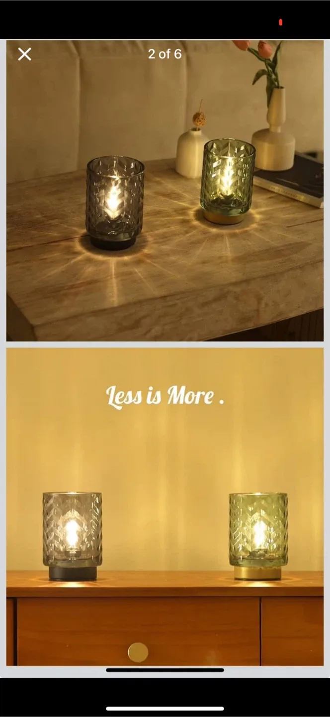 Amber Glass Cordless Table Lamp image indicator(5)