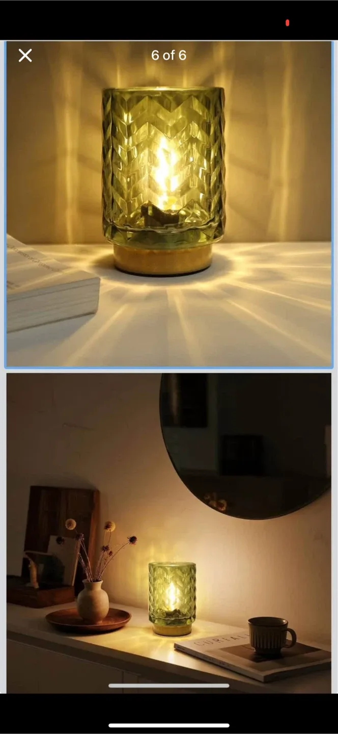 Amber Glass Cordless Table Lamp thumbnail