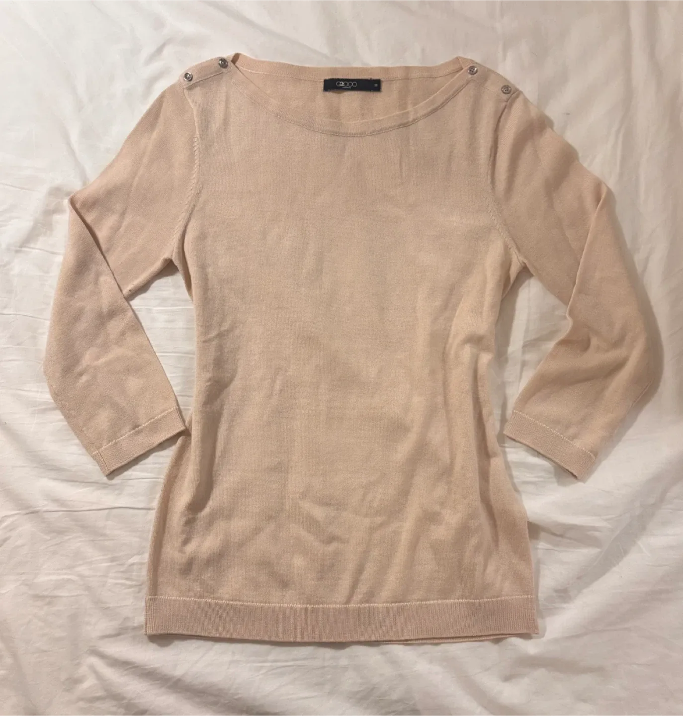 Boat Neck Knit Top with Button Detail thumbnail
