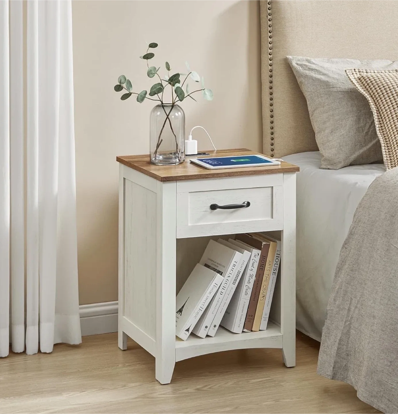 Bedside Nightstand with Drawer & Shelf image indicator(2)