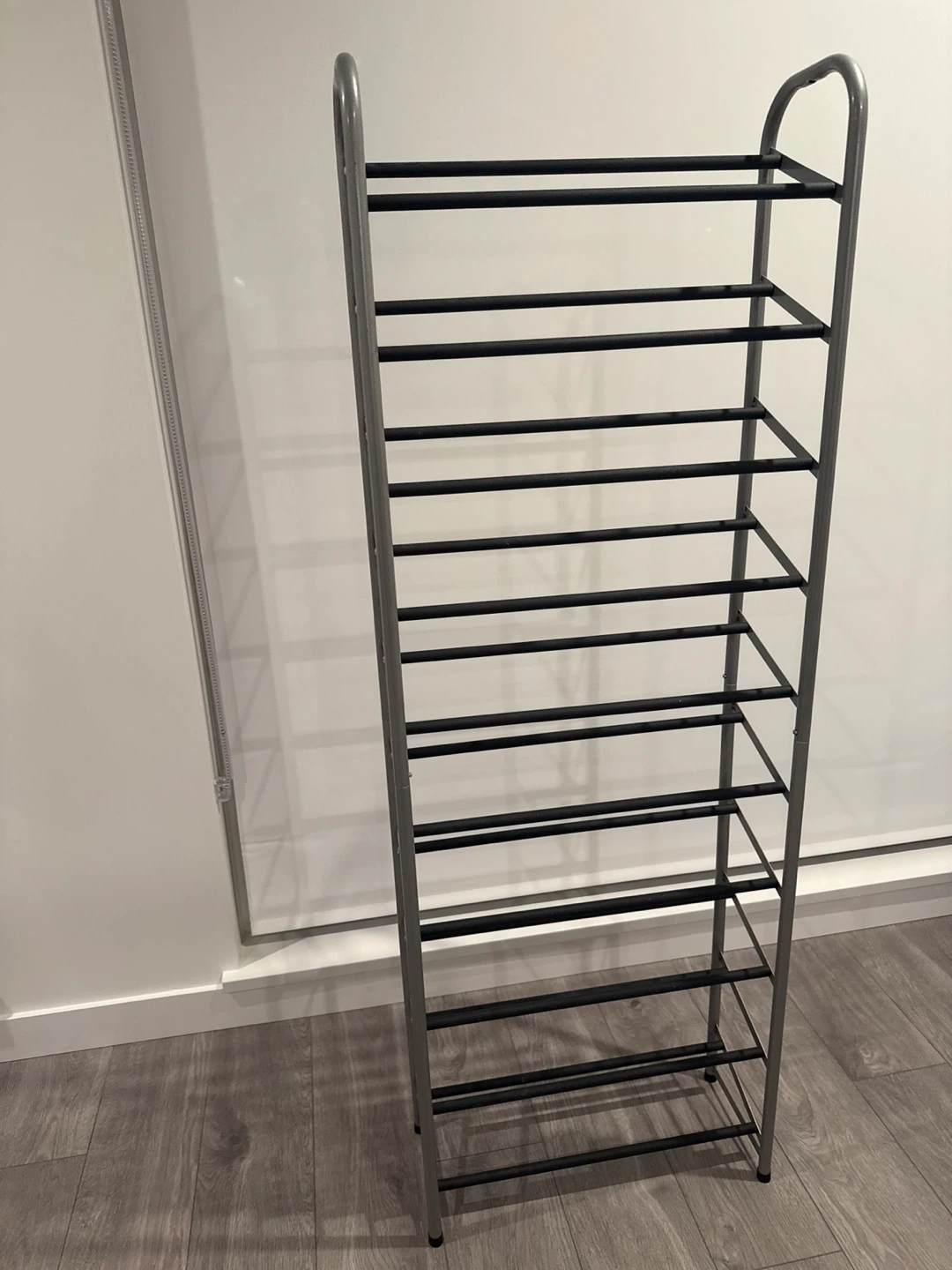 Shoe Rack - Silver & Black metal