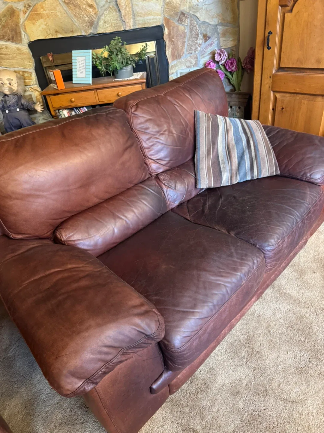 Leather Sofa and Love Seat- Brown
