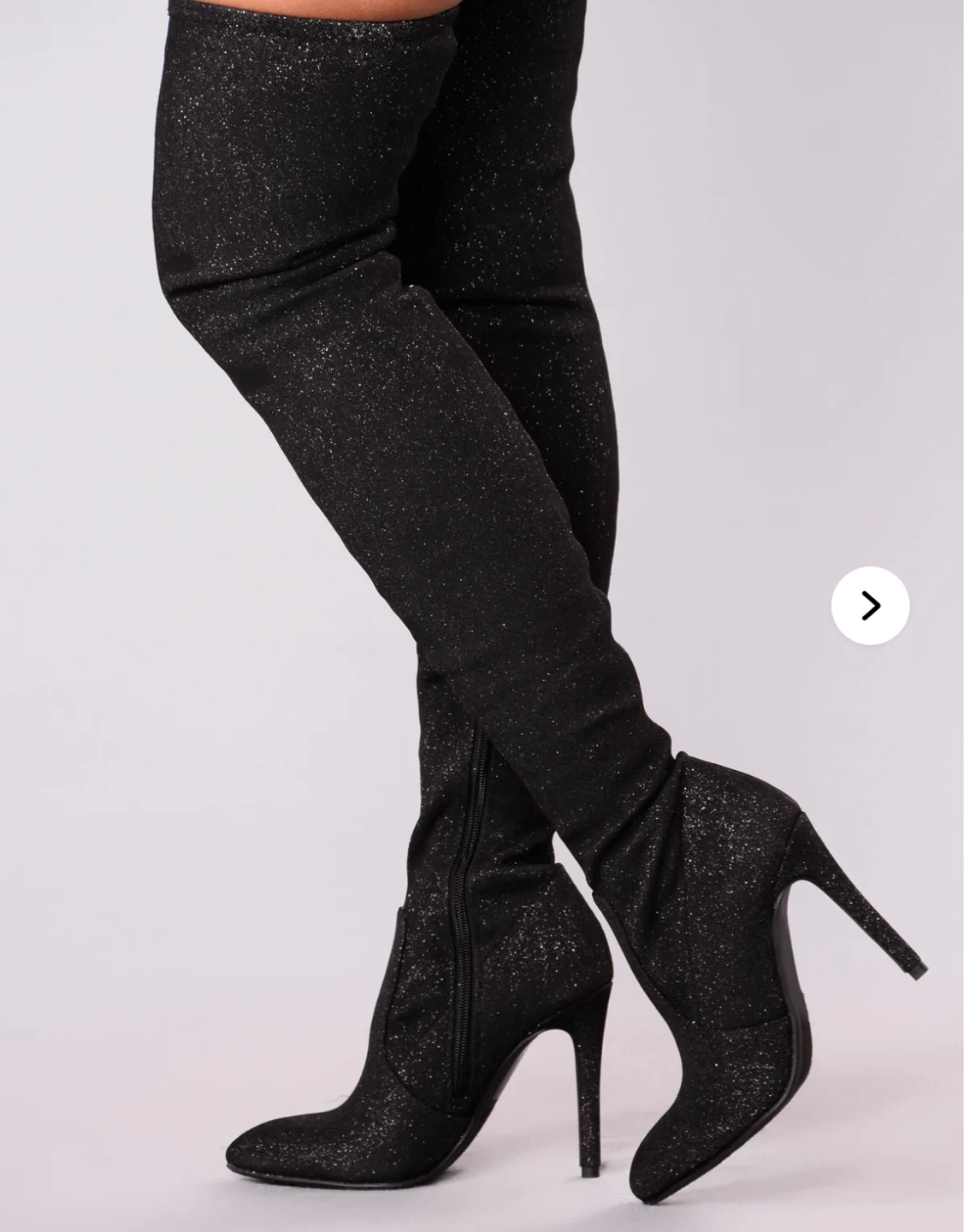 MUST❗️GO✅Black Glitter Thigh High Heeled Boots