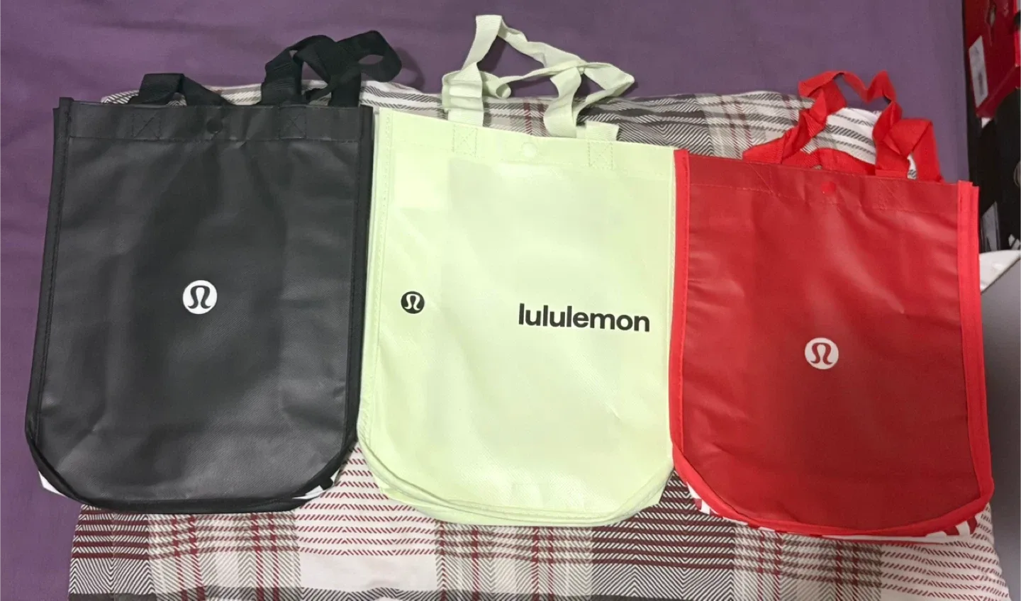 Lululemon Shopping Bags - Black, Green, Red thumbnail
