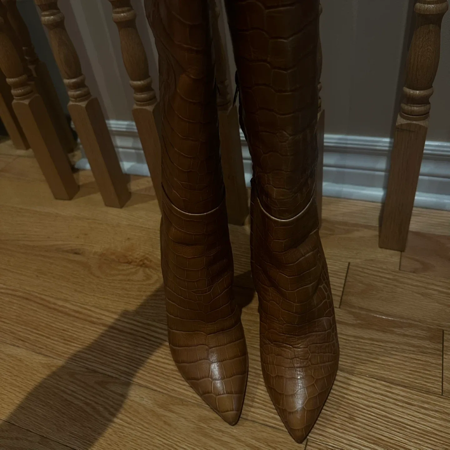 Brother Vellies Brown Croc Heel Boots image indicator(4)