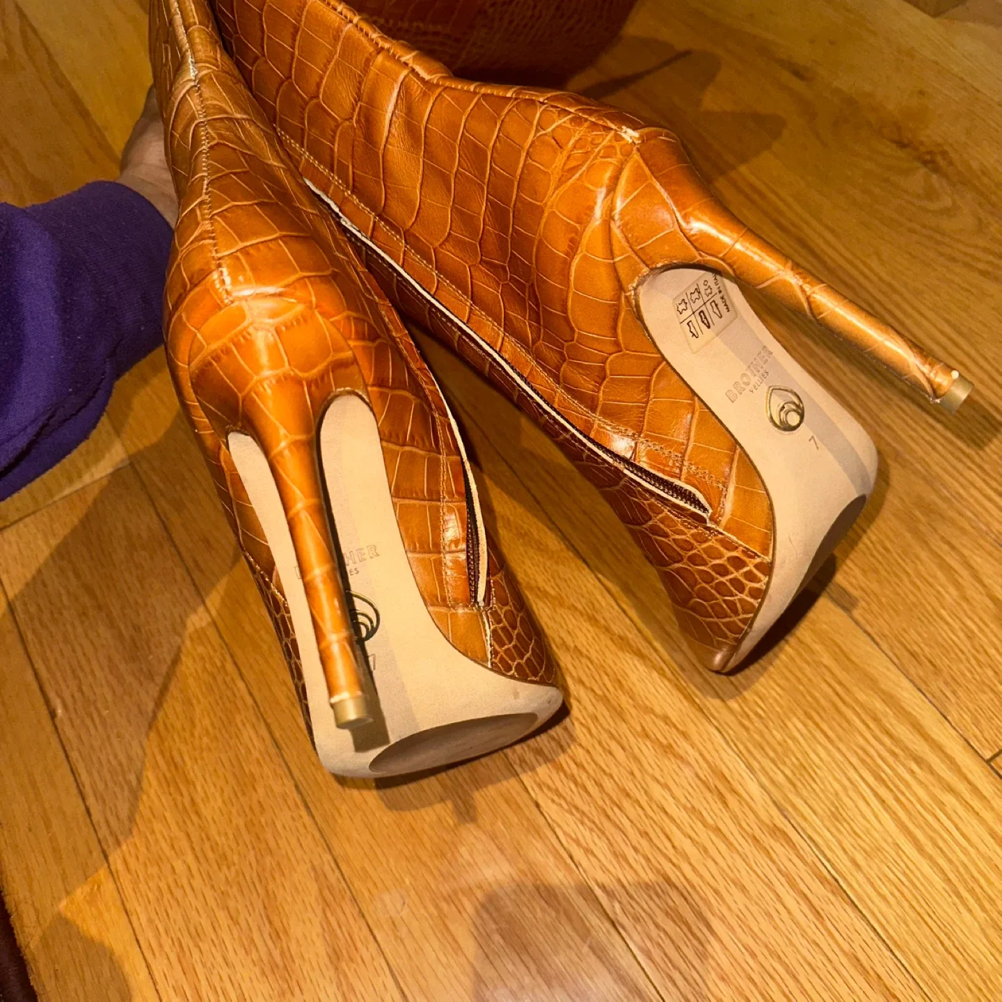 Brother Vellies Brown Croc Heel Boots image indicator(6)