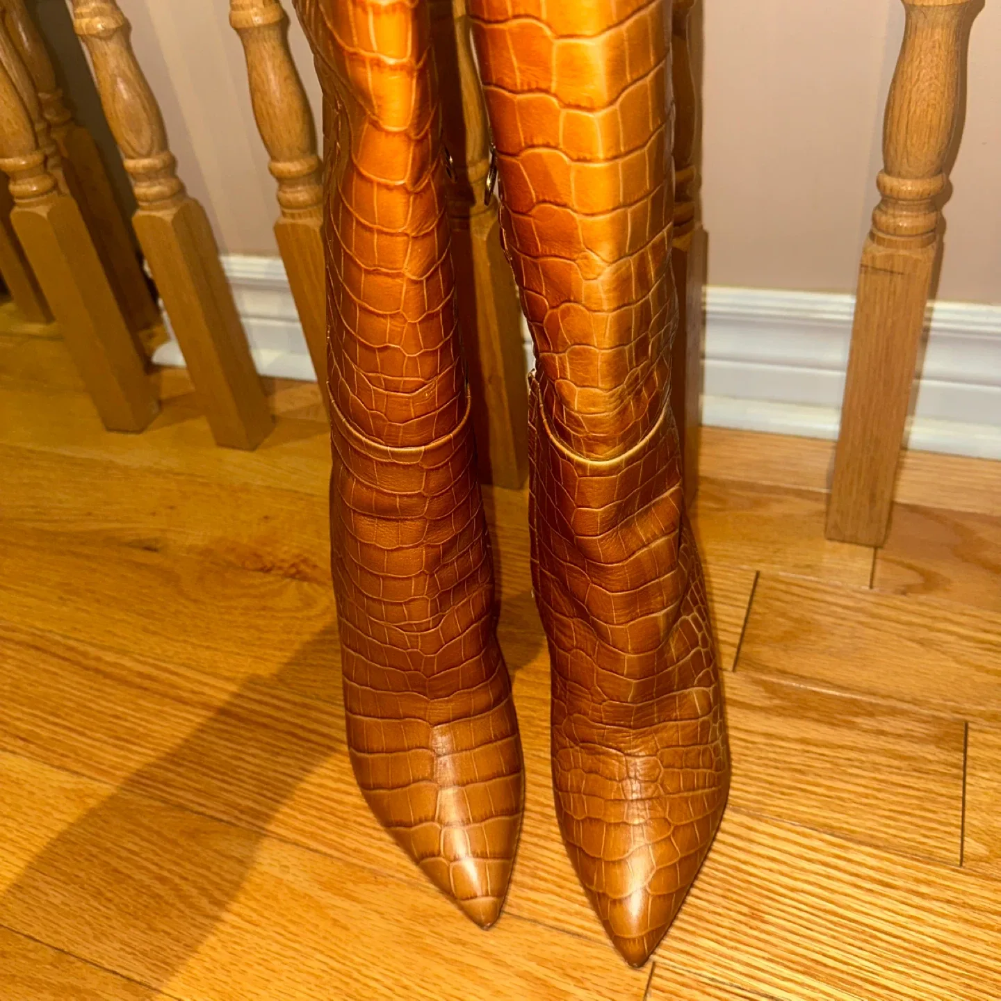 Brother Vellies Brown Croc Heel Boots image indicator(5)