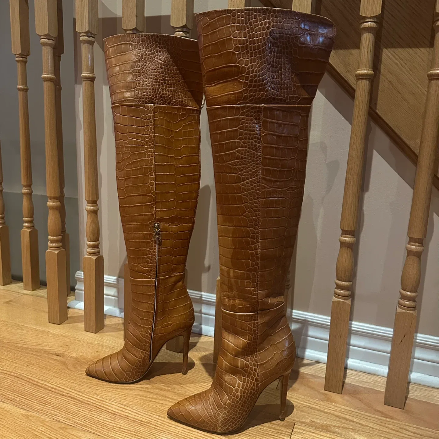 Brother Vellies Brown Croc Heel Boots image indicator(2)