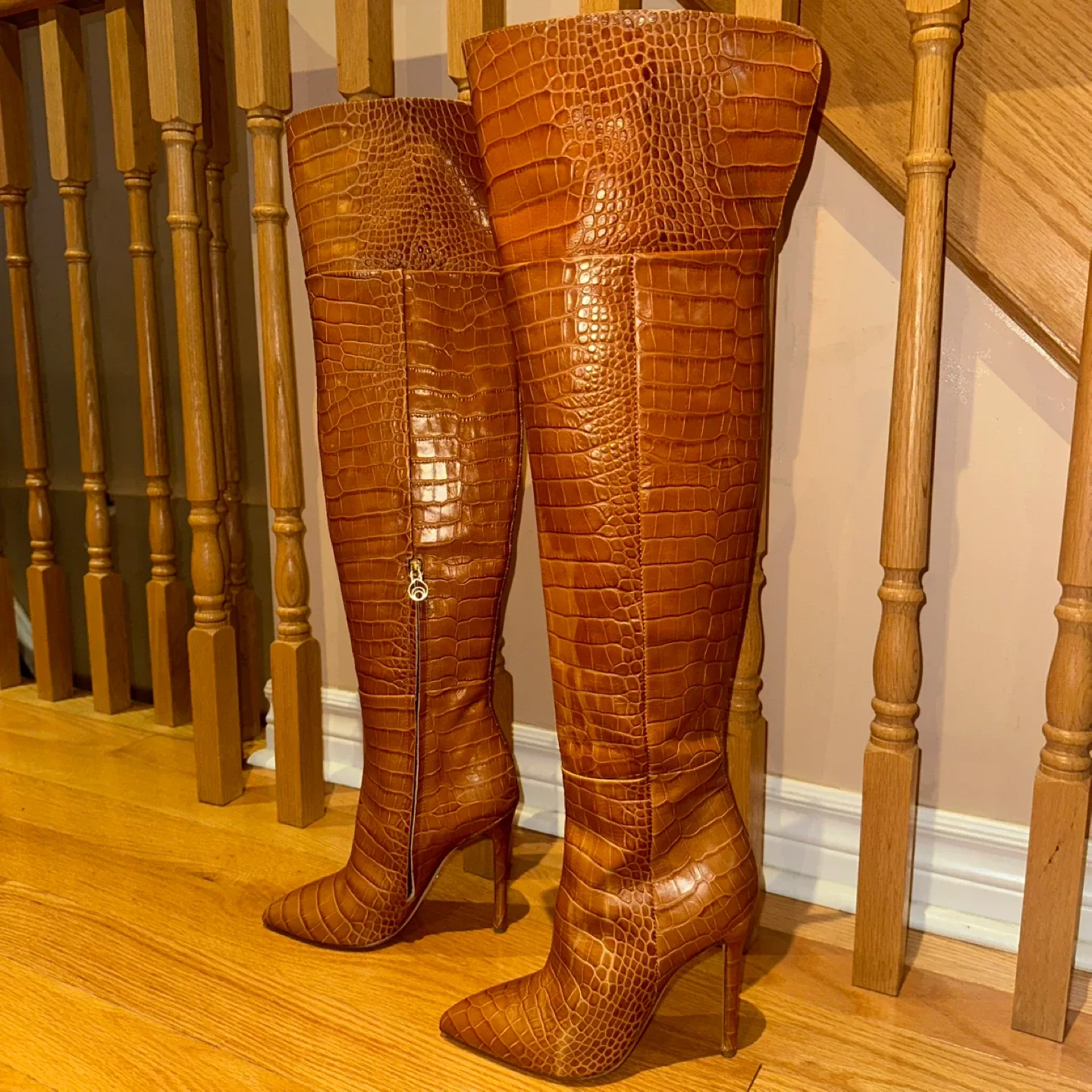 Brother Vellies Brown Croc Heel Boots image indicator(3)