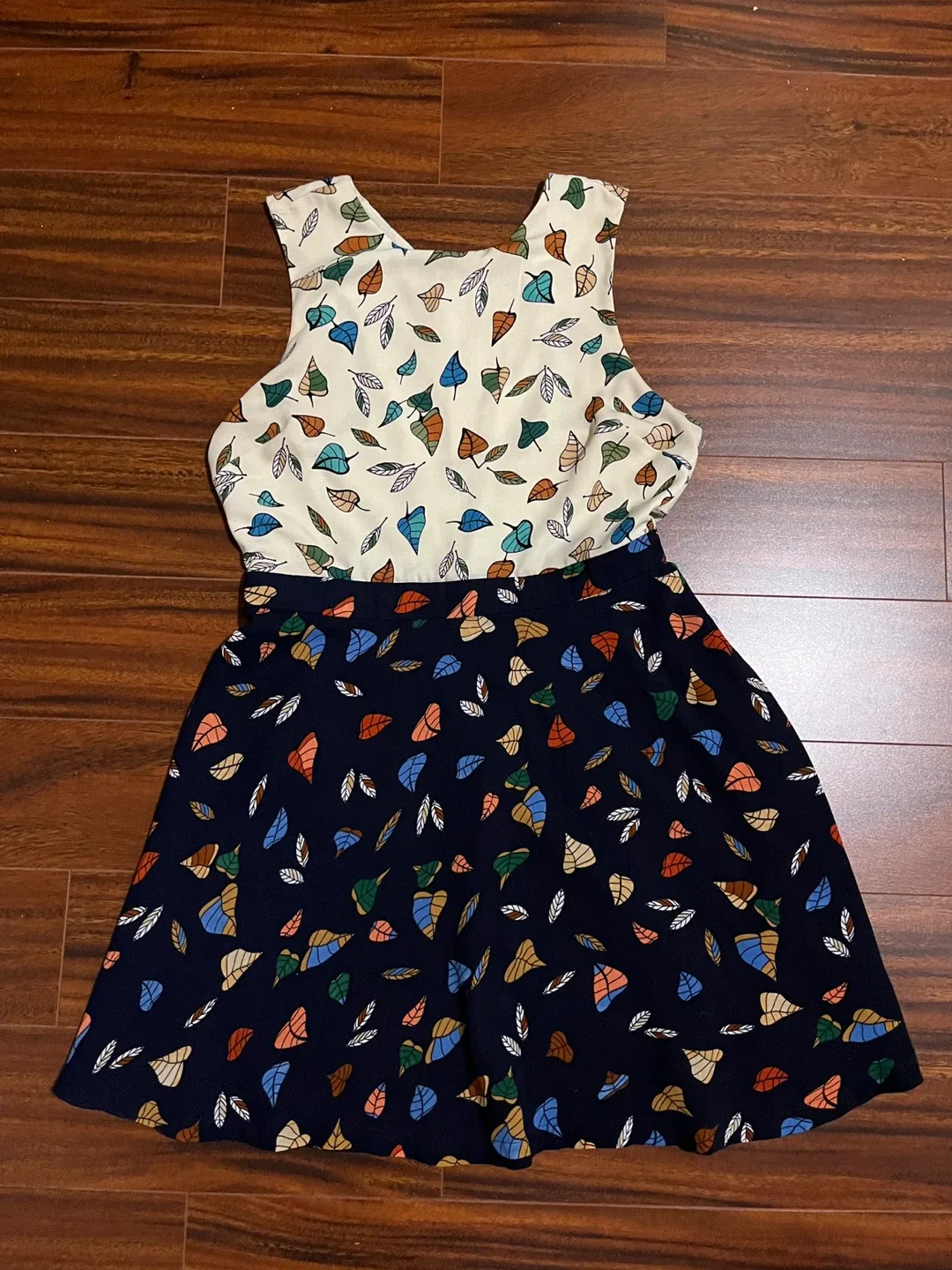 Ina women large sleeveless fit-and-flare dress leaf print