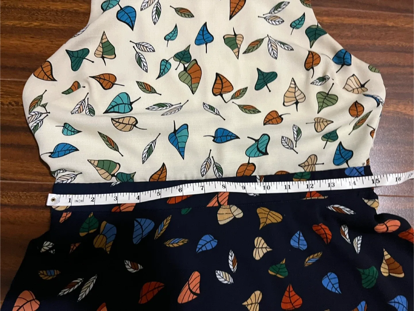 Ina women large sleeveless fit-and-flare dress leaf print image indicator(6)