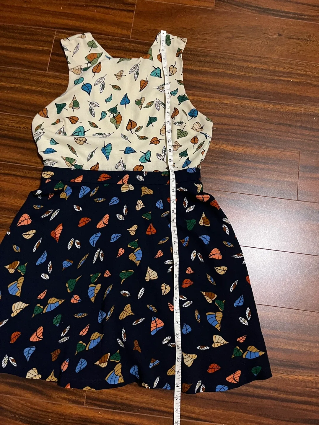 Ina women large sleeveless fit-and-flare dress leaf print image indicator(7)