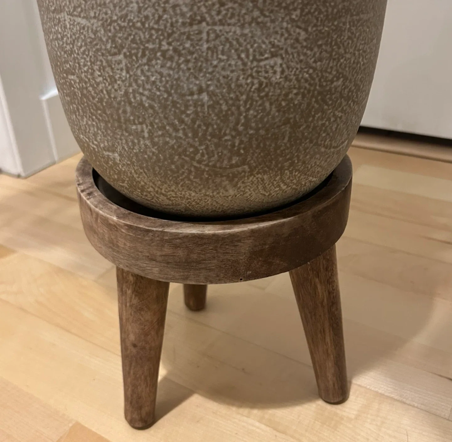 Faux Monstera Plant with Pot and Wooden Stand image indicator(3)