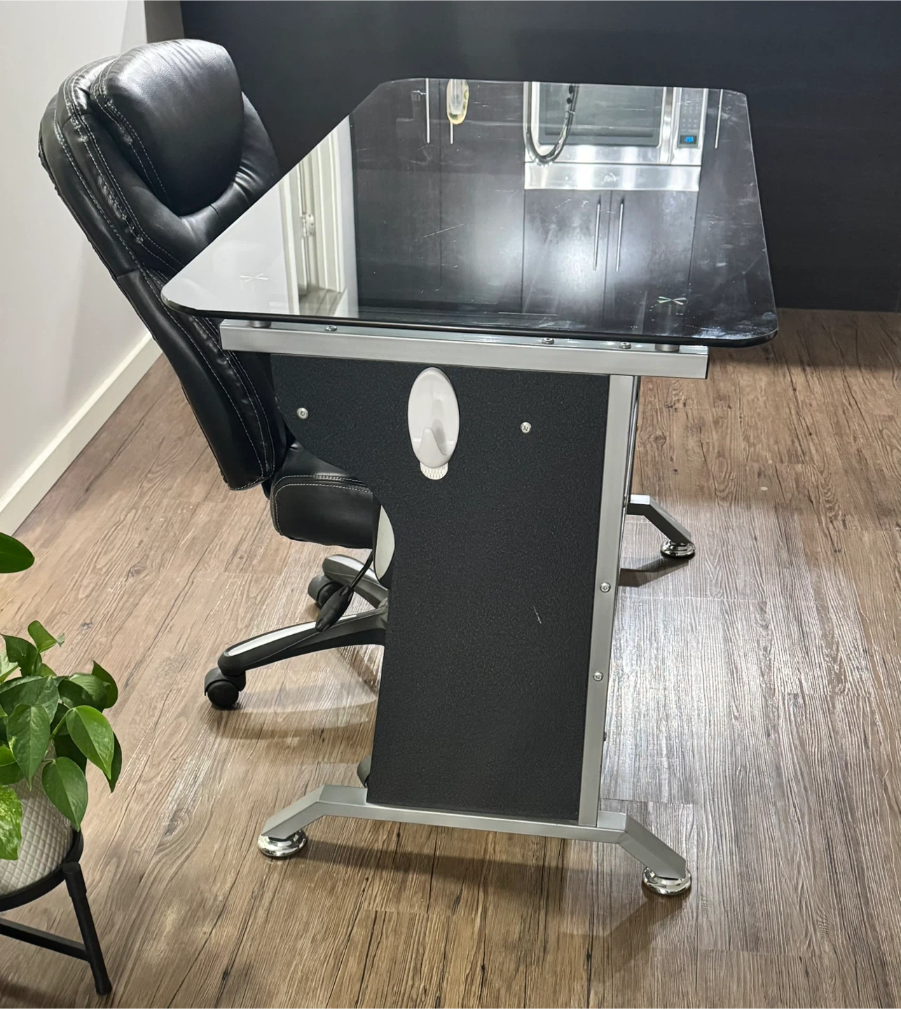 Glass Top Computer Desk with Chair - photo 2