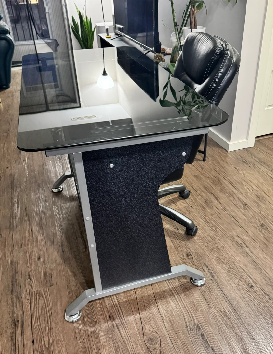 Glass Top Computer Desk with Chair - photo 3