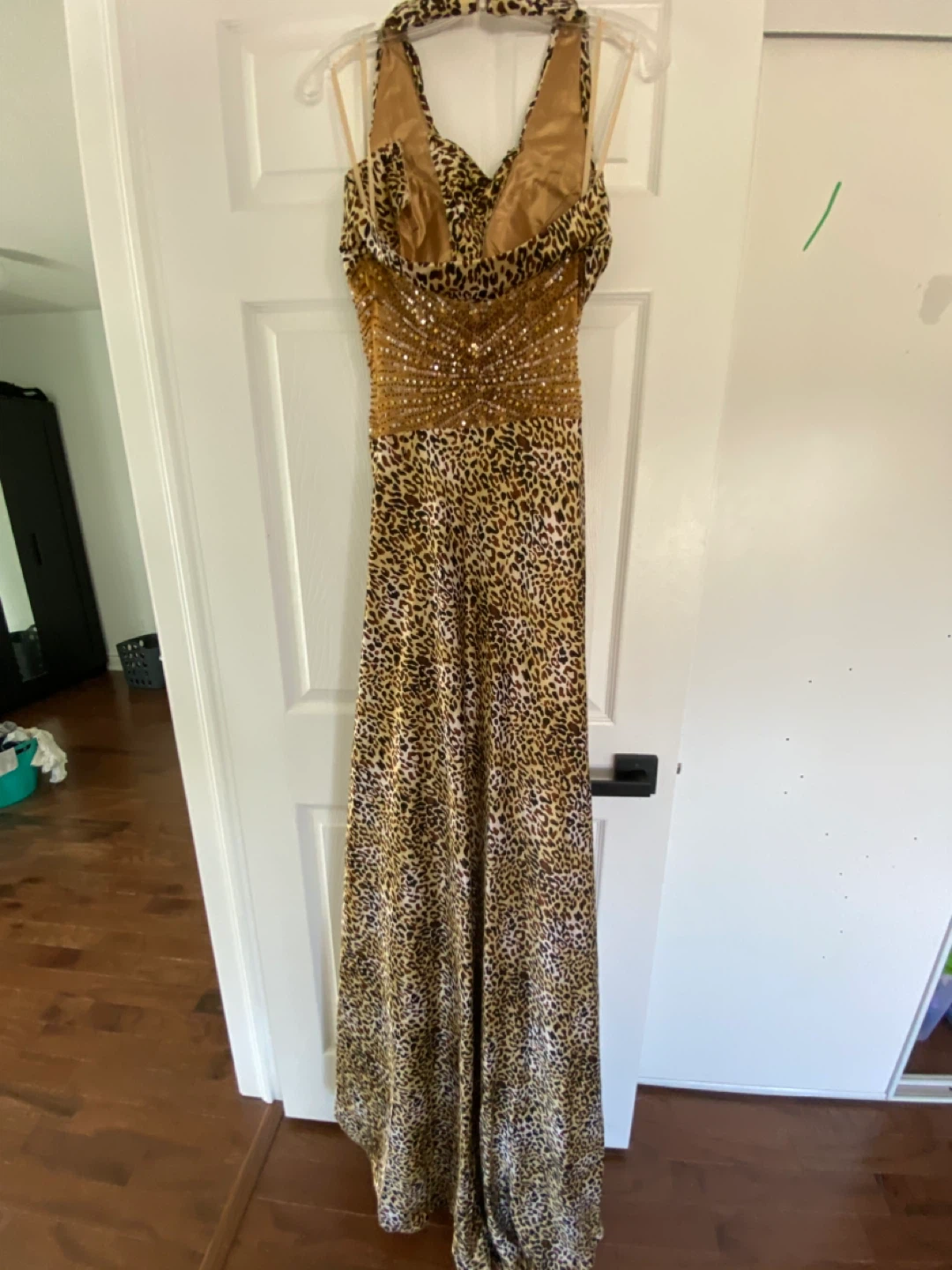 Leopard Print Halter Maxi Dress