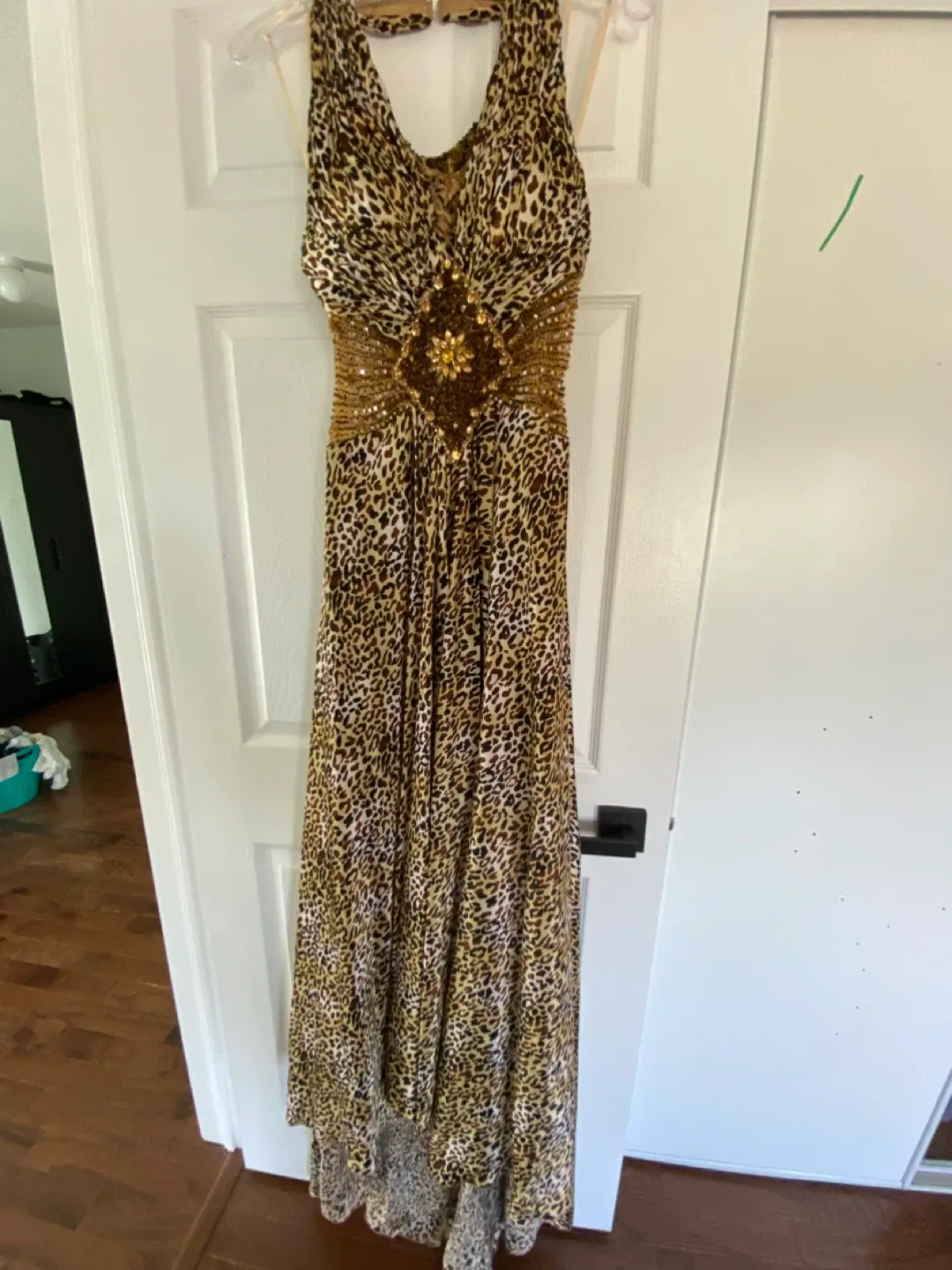 Leopard Print Halter Maxi Dress image indicator(4)
