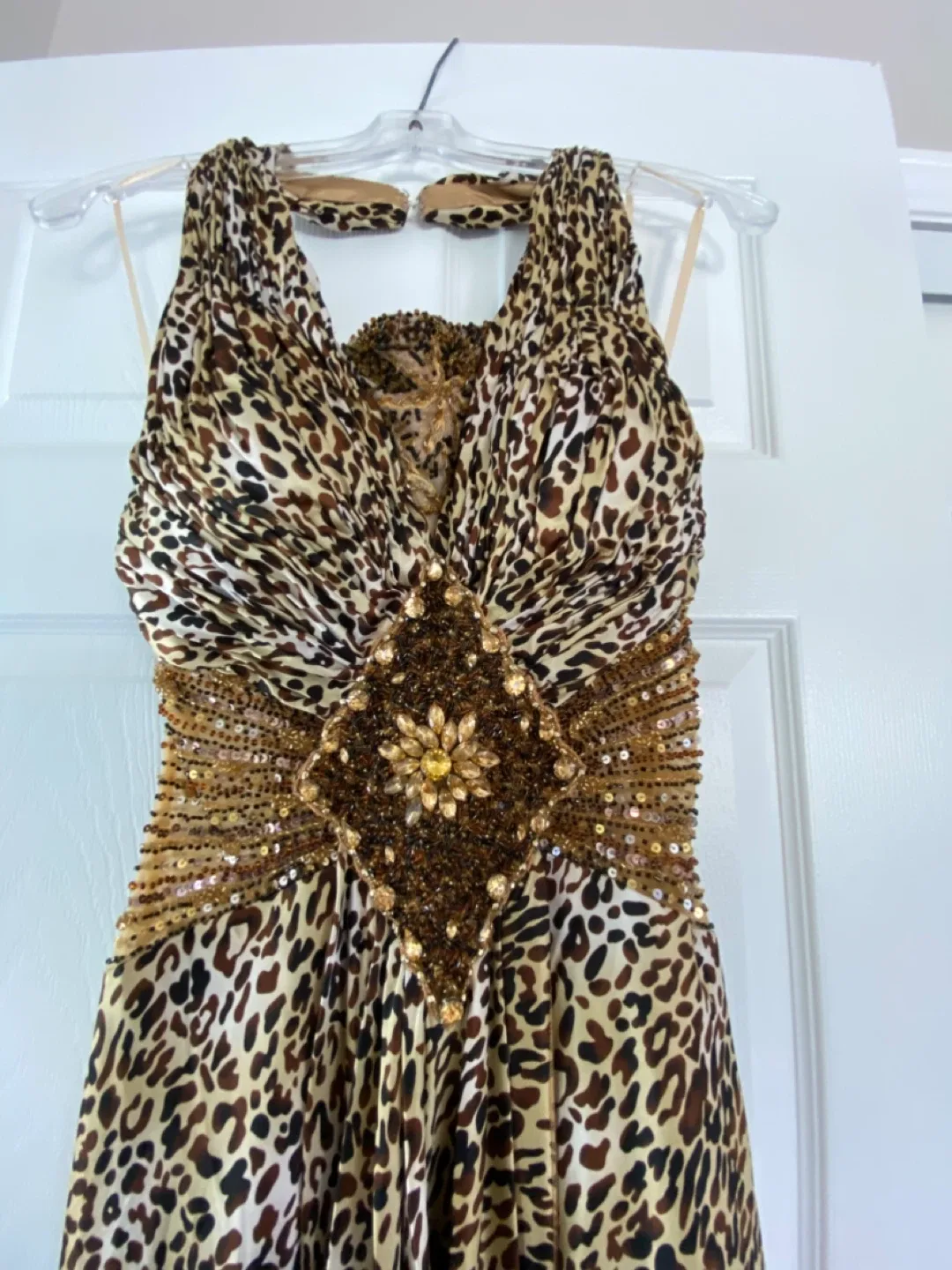 Leopard Print Halter Maxi Dress image indicator(3)