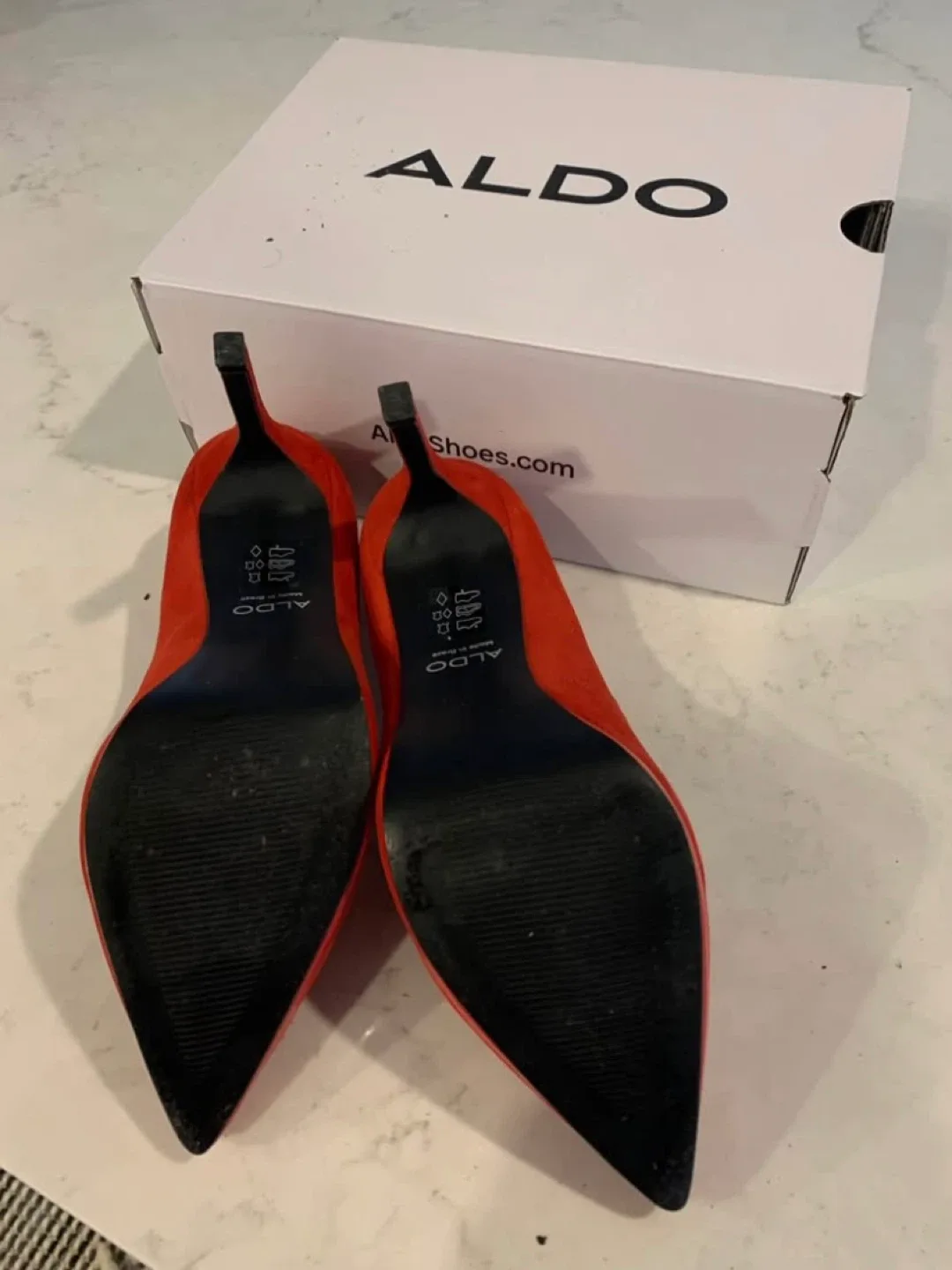ALDO Red Suede Heels, Size 8 image indicator(4)