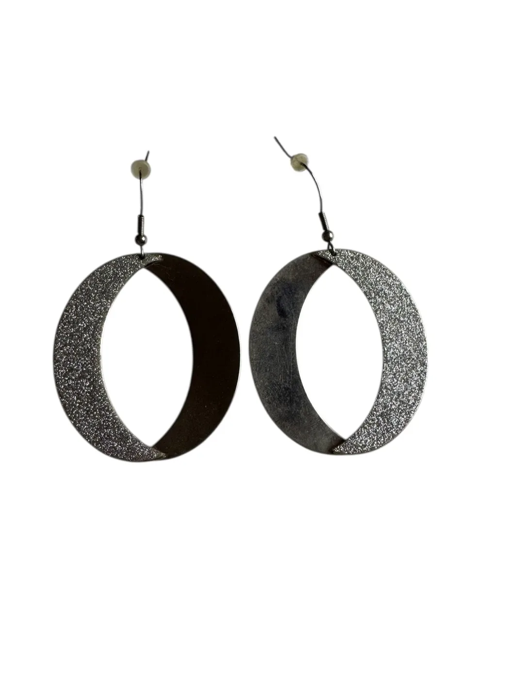 Silver Tone Circle Dangle Earrings