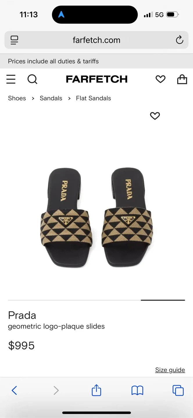 Prada Geometric Logo Slides - Size 37
