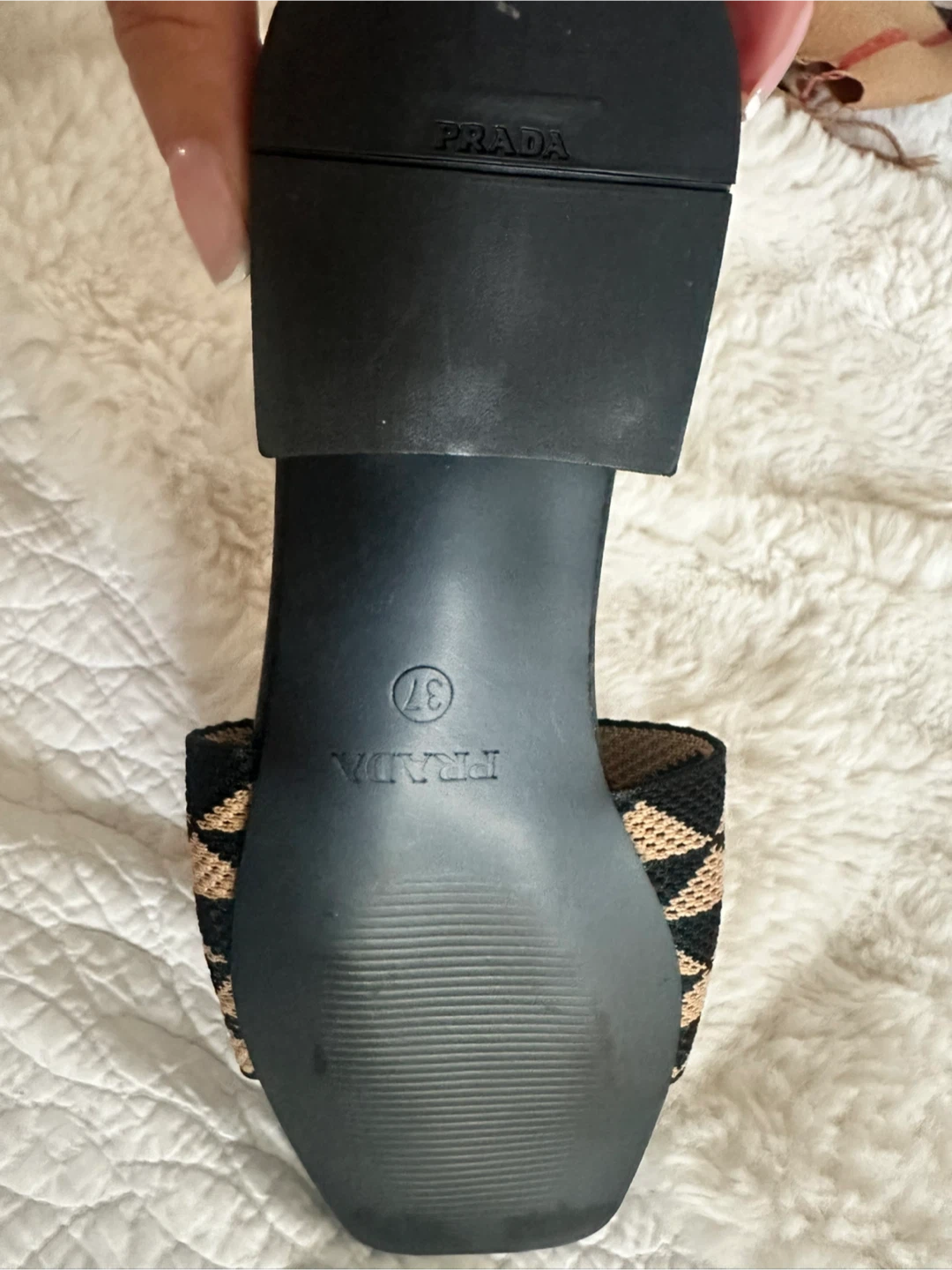 Prada Geometric Logo Slides - Size 37 - photo 2