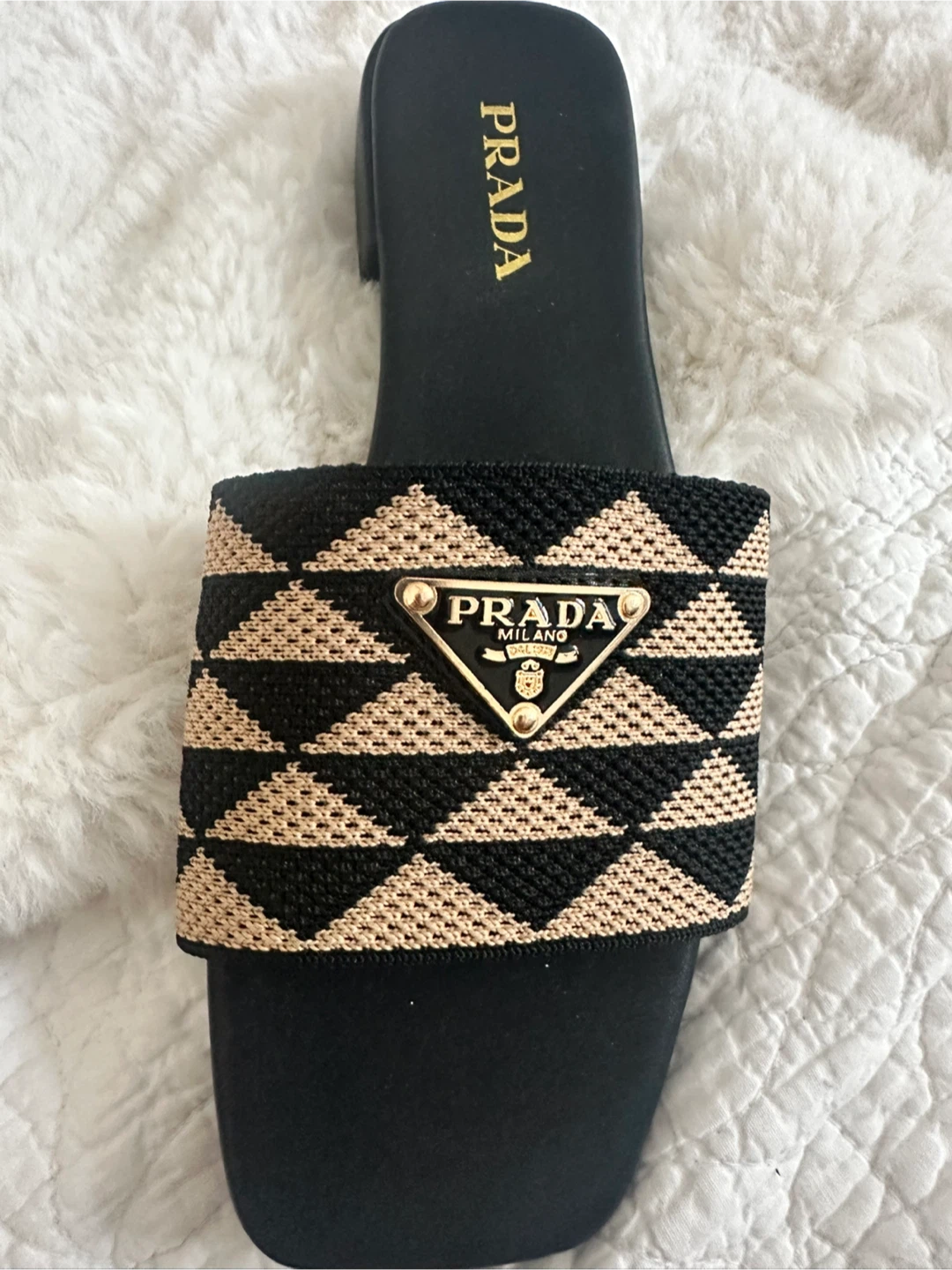 Prada Geometric Logo Slides - Size 37 - photo 4