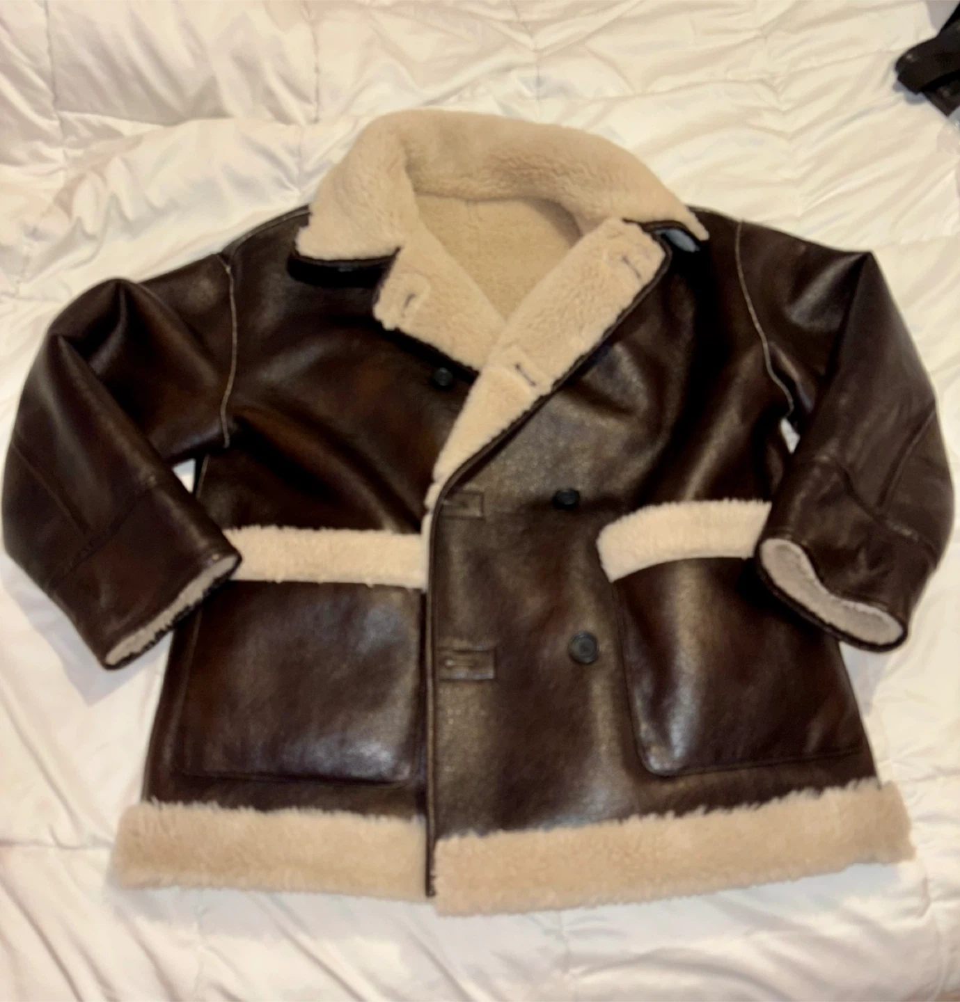 Vegan leather sherpa jacket - photo 3