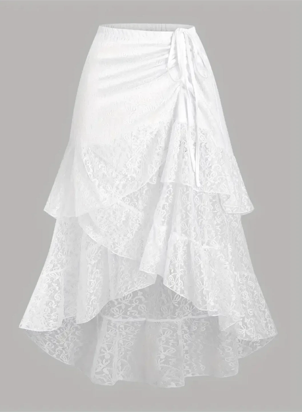 White Layered Lace Skirt