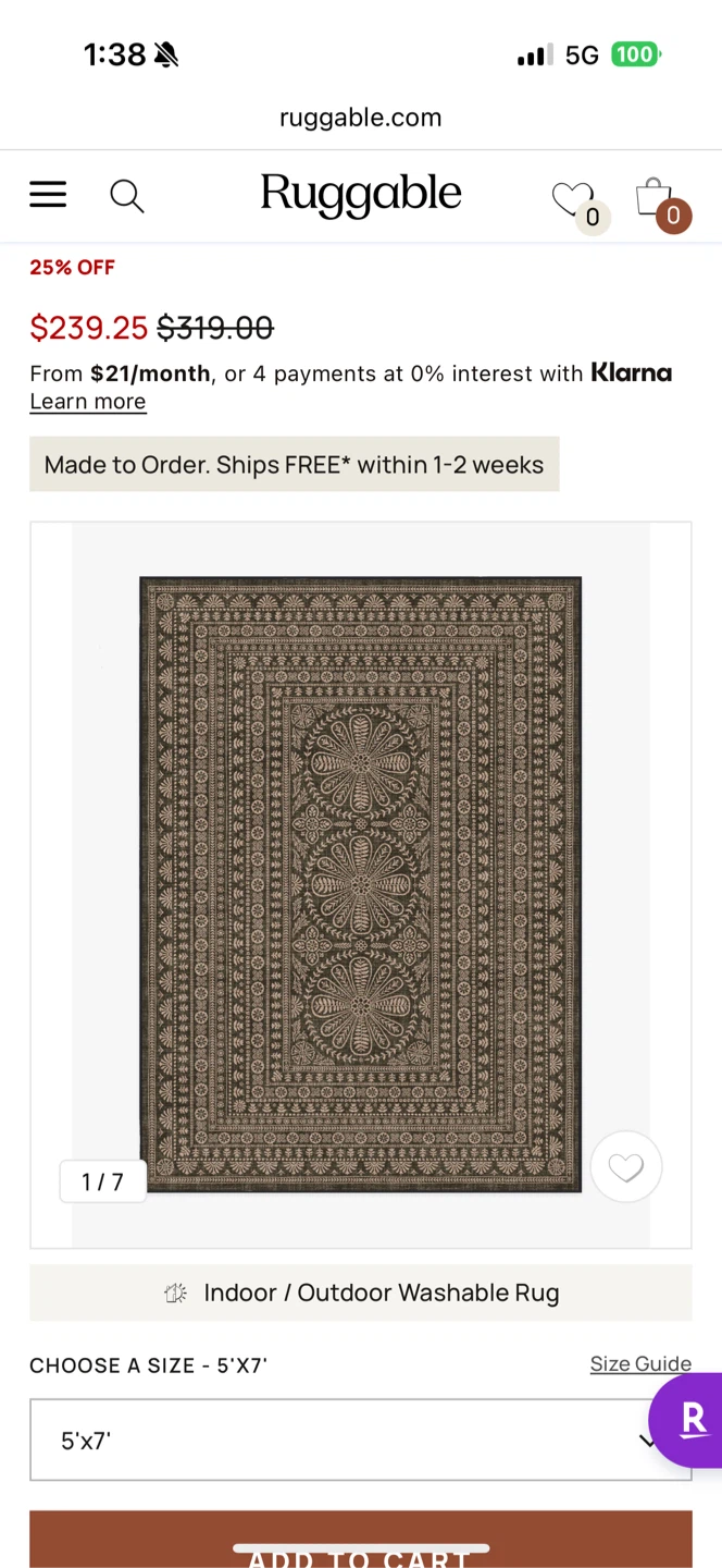 Ruggable Indoor/Outdoor Washable Rug 5'x7' - photo 5