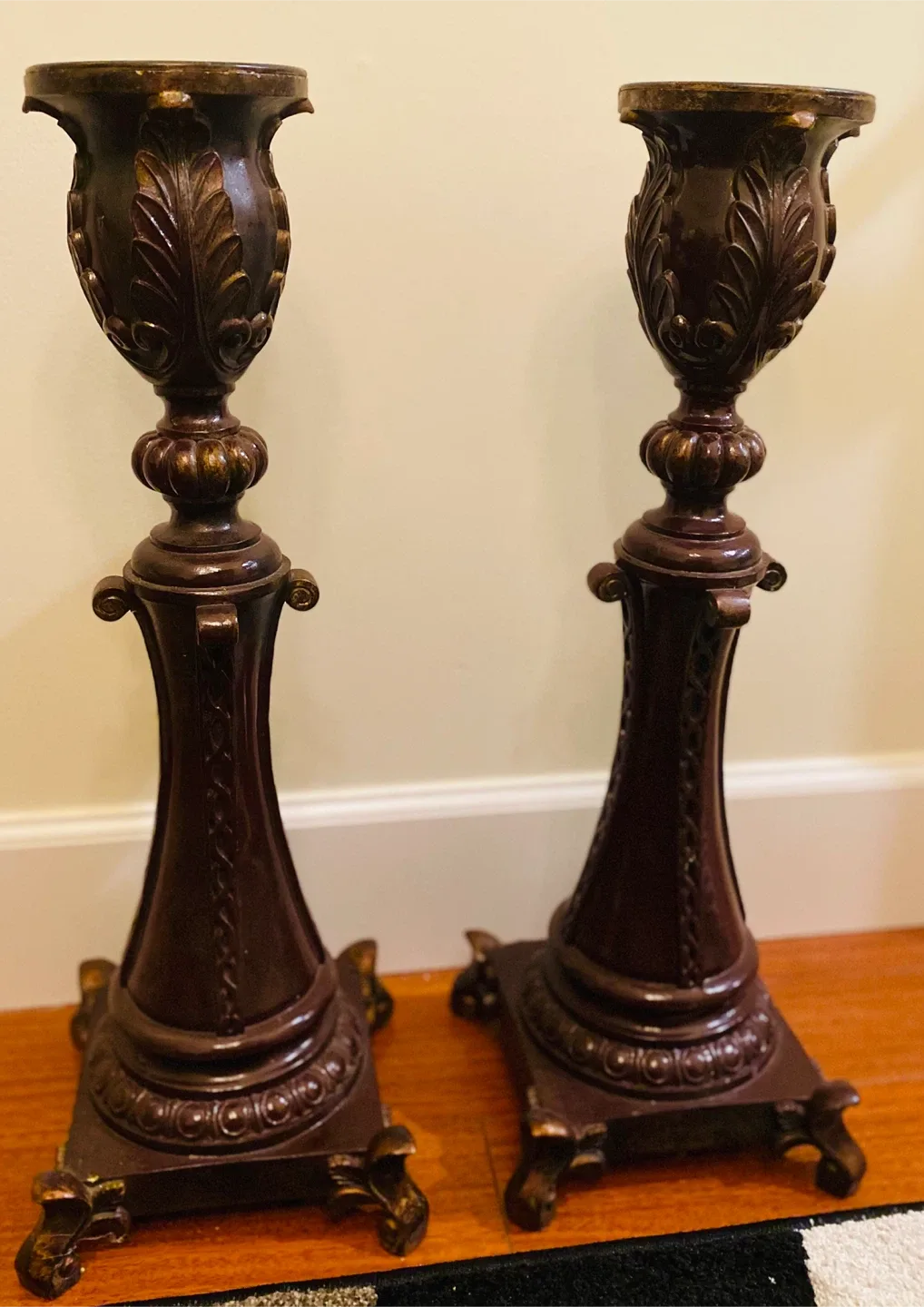 Pair of Decorative Brown Candlestick Holders image indicator(2)