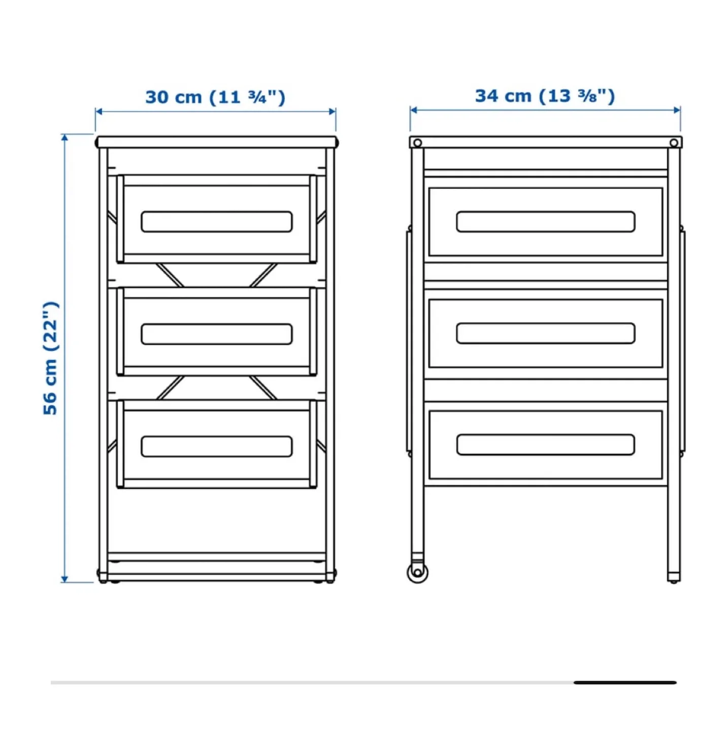 IKEA HELMER White Drawer Unit on Casters image indicator(3)