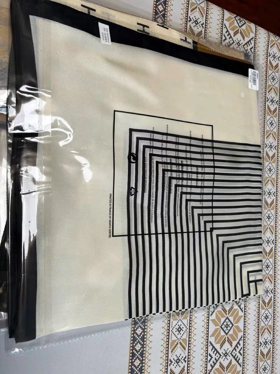 Silk Scarf - Black and White Pattern image indicator(4)