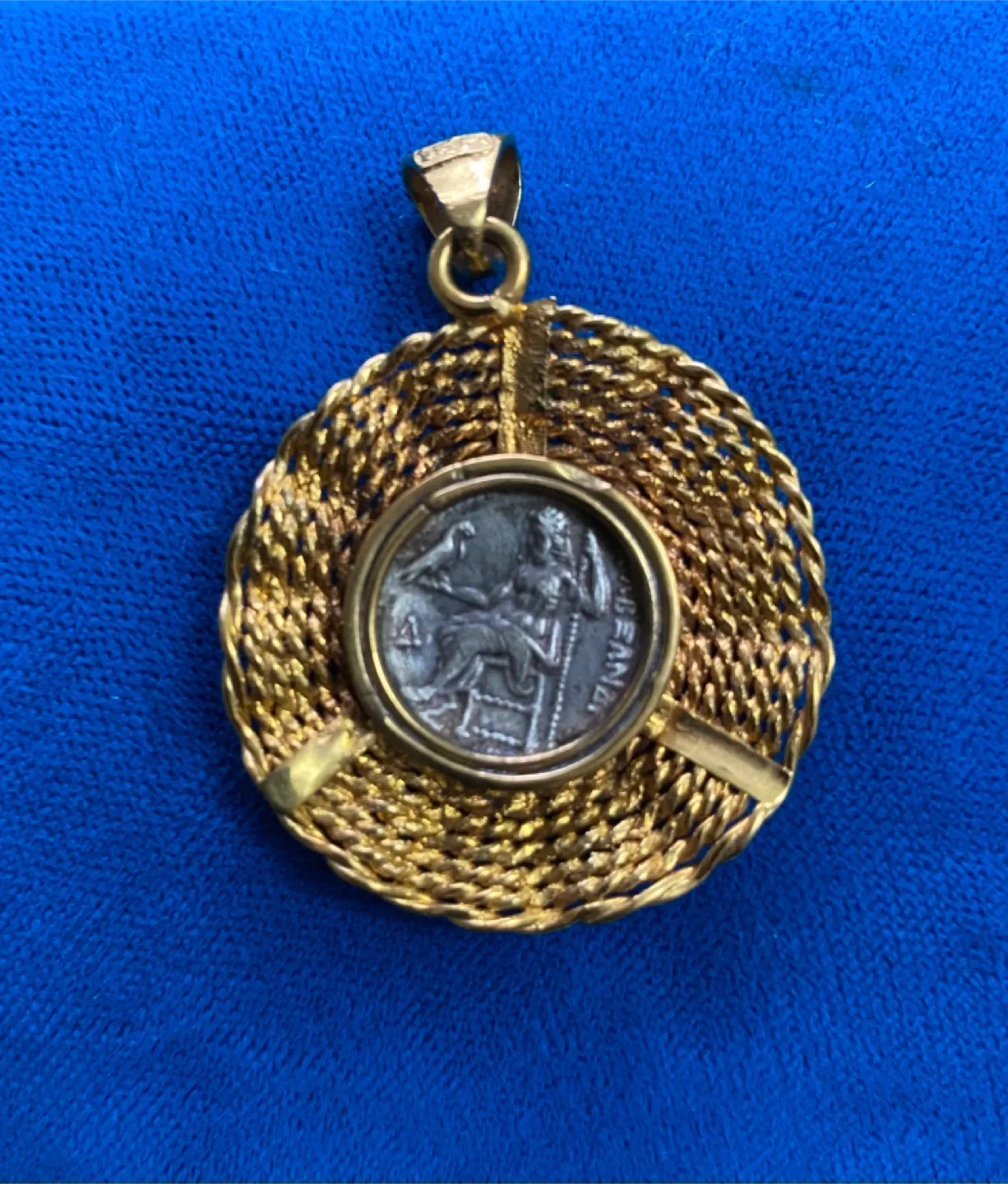 Vintage 9K Gold with Roman Coin Pendant thumbnail