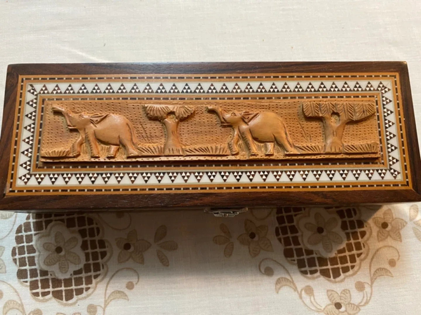 Wooden Box with Elephant Carvings thumbnail