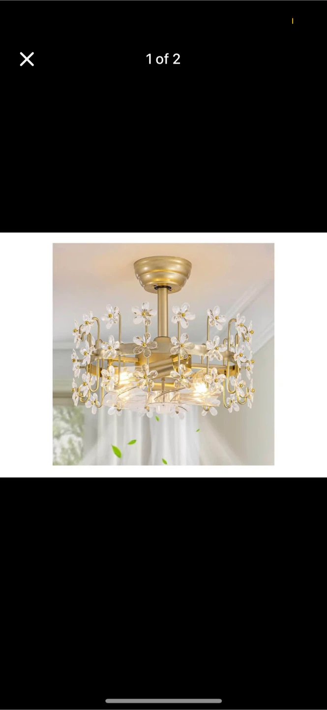 Gold Flower Ceiling Fan Light Fixture