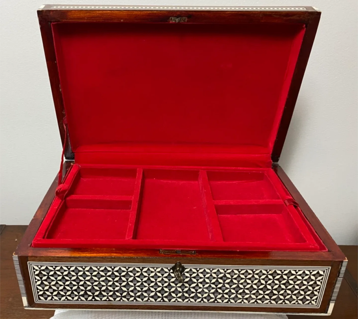 Wooden Jewellery Box with Red Velvet Interior image indicator(3)